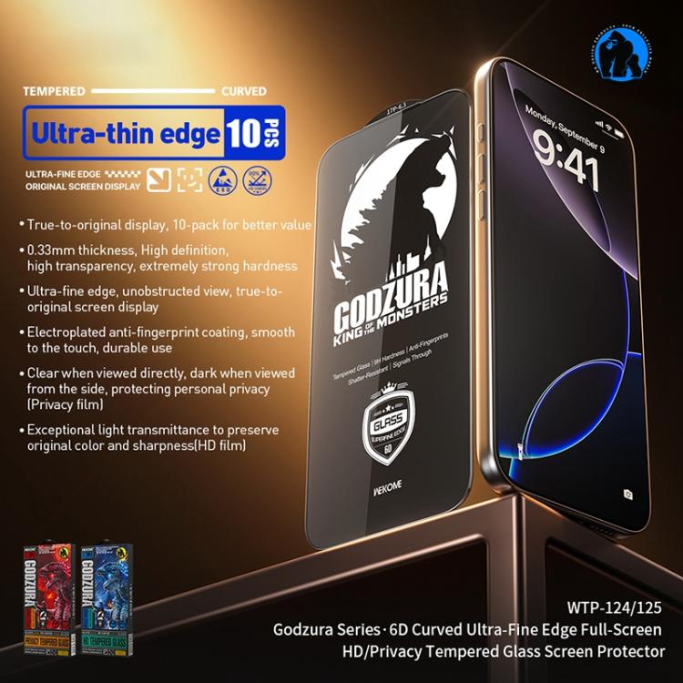 WK WTP-124 10pcs 6D Curved Ultra-Fine Edge HD Full-Screen Tempered Glass Film, For iPhone 18 Pro / 17 Pro, For iPhone 18 Pro Max / 17 Pro Max, For iPhone 16 Pro / 17, For iPhone 17 Air, For iPhone 16 Pro Max, For iPhone 16 Plus / 15 Plus               ...