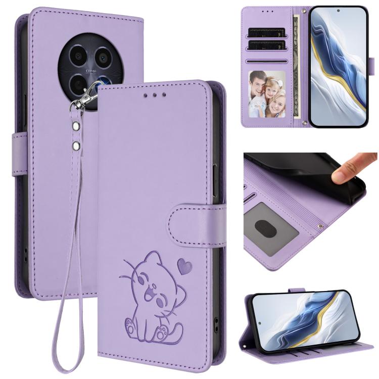 Embossed Heart Cat Leather Phone Case with Hand Strap, For Realme GT 7 Pro 5G / GT7 Pro Racing, For Realme C63 5G Global, For Realme 13 / 12 / 12x / C65 5G Global, For Realme C63 / C61 / Note 60 4G Global