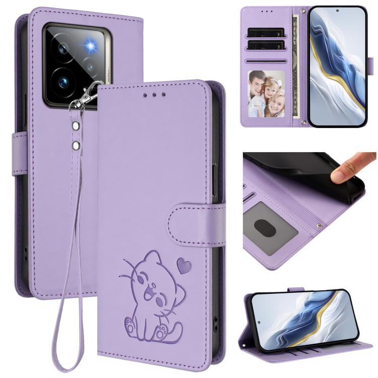 Embossed Heart Cat Leather Phone Case with Hand Strap, For Realme GT 7 Pro 5G / GT7 Pro Racing, For Realme C63 5G Global, For Realme 13 / 12 / 12x / C65 5G Global, For Realme C63 / C61 / Note 60 4G Global