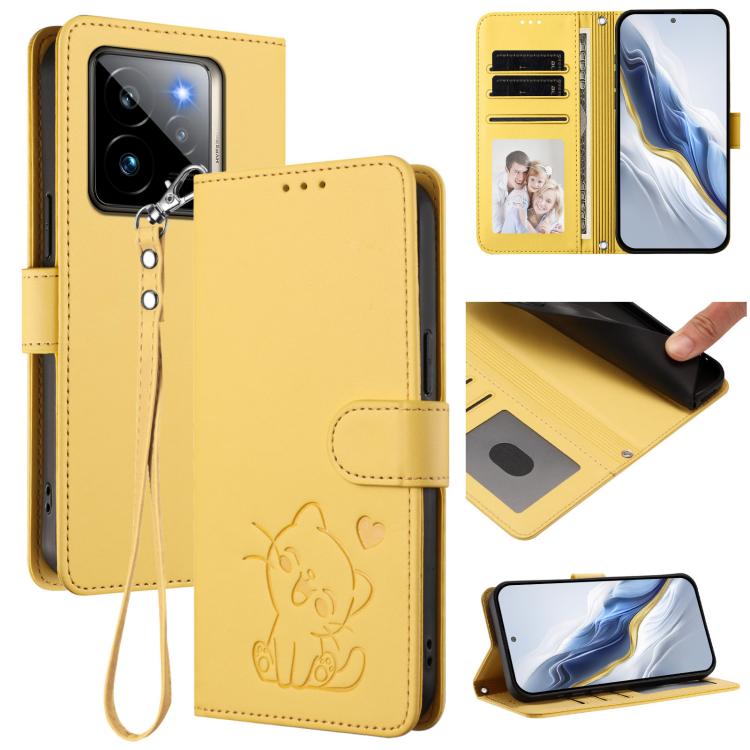 Embossed Heart Cat Leather Phone Case with Hand Strap, For Realme GT 7 Pro 5G / GT7 Pro Racing, For Realme C63 5G Global, For Realme 13 / 12 / 12x / C65 5G Global, For Realme C63 / C61 / Note 60 4G Global