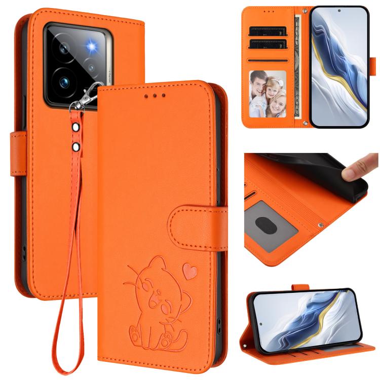 Embossed Heart Cat Leather Phone Case with Hand Strap, For Realme GT 7 Pro 5G / GT7 Pro Racing, For Realme C63 5G Global, For Realme 13 / 12 / 12x / C65 5G Global, For Realme C63 / C61 / Note 60 4G Global