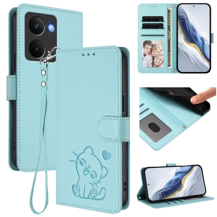 Embossed Heart Cat Leather Phone Case with Hand Strap, For Realme Narzo 80 Pro, For Realme Narzo 80x, For Realme 14 / P3 / 14T 5G Global, For Realme P3 Ultra 5G Global