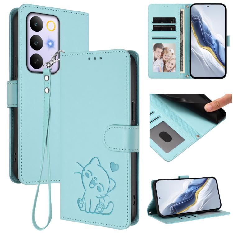 Embossed Heart Cat Leather Phone Case with Hand Strap, For Realme 16T 5G, For Realme C100 5G / C85 4G / 5G / C83 5G, For Realme Note 80 4G Global, For Realme C83 5G India / C85 5G / 15x 5G