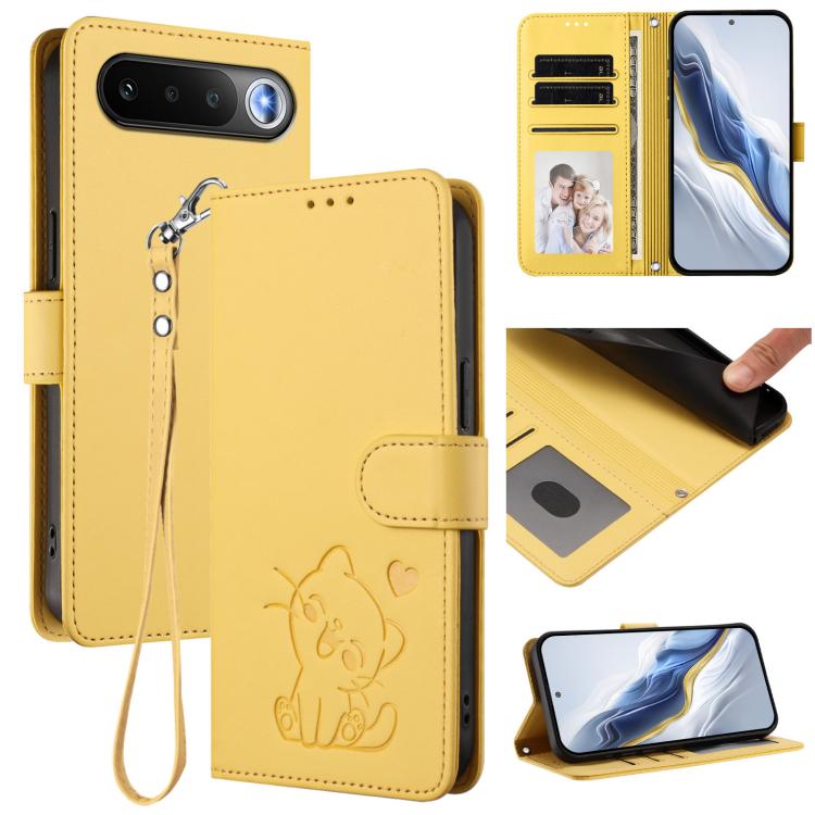 Embossed Heart Cat Leather Phone Case with Hand Strap, For Realme 16 5G, For Realme 16 Pro+ 5G, For Realme 16 Pro 5G, For Realme P4x 5G