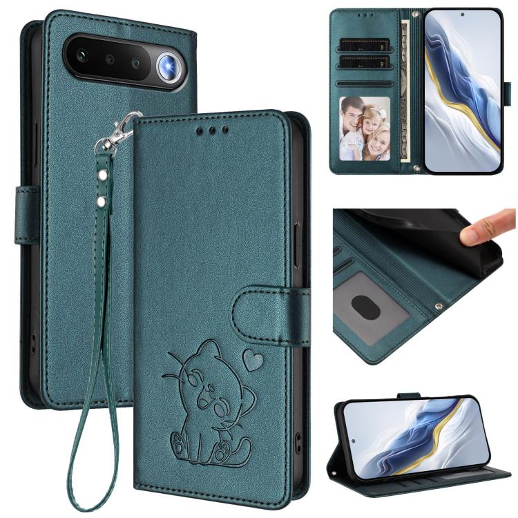 Embossed Heart Cat Leather Phone Case with Hand Strap, For Realme 16 5G, For Realme 16 Pro+ 5G, For Realme 16 Pro 5G, For Realme P4x 5G