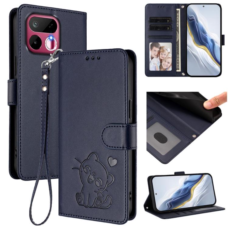 Embossed Heart Cat Leather Phone Case with Hand Strap, For Realme 16T 5G, For Realme C100 5G / C85 4G / 5G / C83 5G, For Realme Note 80 4G Global, For Realme C83 5G India / C85 5G / 15x 5G