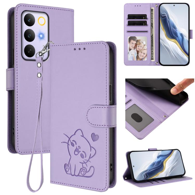 Embossed Heart Cat Leather Phone Case with Hand Strap, For Realme 16T 5G, For Realme C100 5G / C85 4G / 5G / C83 5G, For Realme Note 80 4G Global, For Realme C83 5G India / C85 5G / 15x 5G