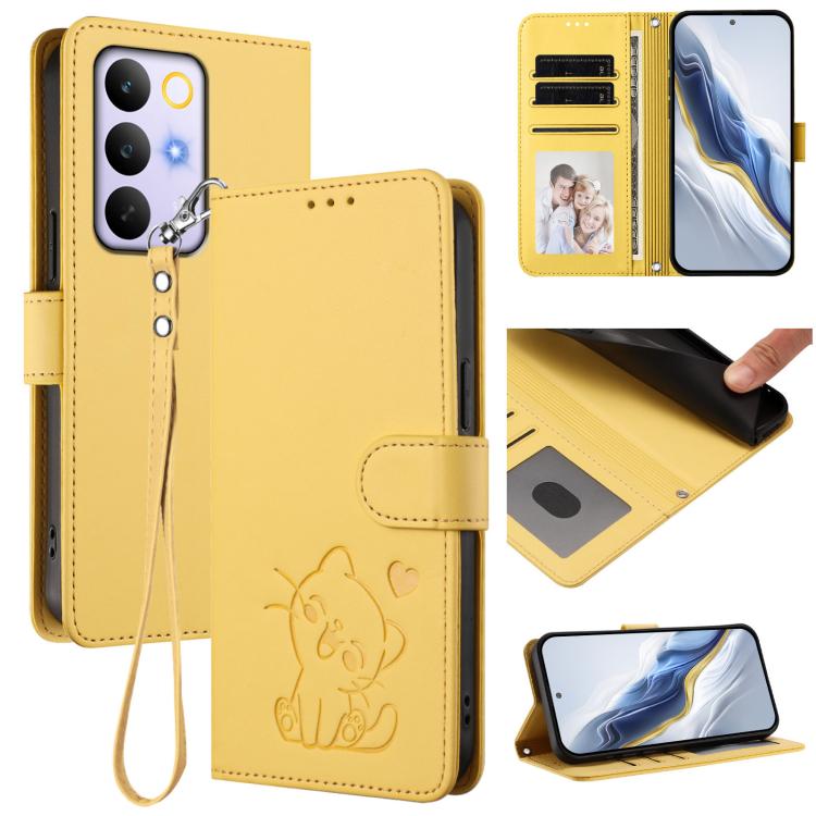 Embossed Heart Cat Leather Phone Case with Hand Strap, For Realme 16T 5G, For Realme C100 5G / C85 4G / 5G / C83 5G, For Realme Note 80 4G Global, For Realme C83 5G India / C85 5G / 15x 5G