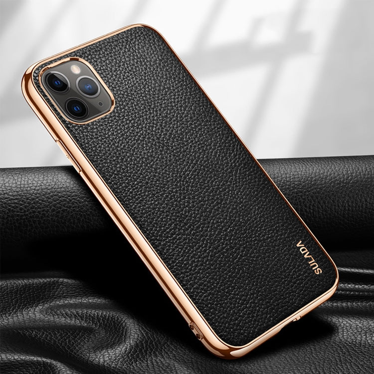 SULADA Litchi Texture Leather Electroplated Shckproof Protective Case, For iPhone 11 Pro, For iPhone 11