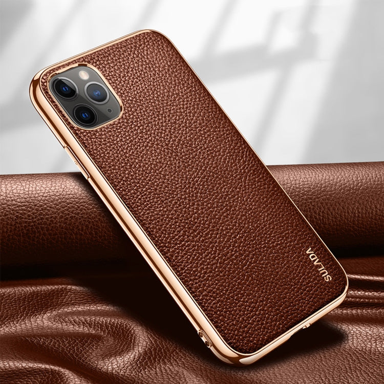 SULADA Litchi Texture Leather Electroplated Shckproof Protective Case, For iPhone 11 Pro, For iPhone 11