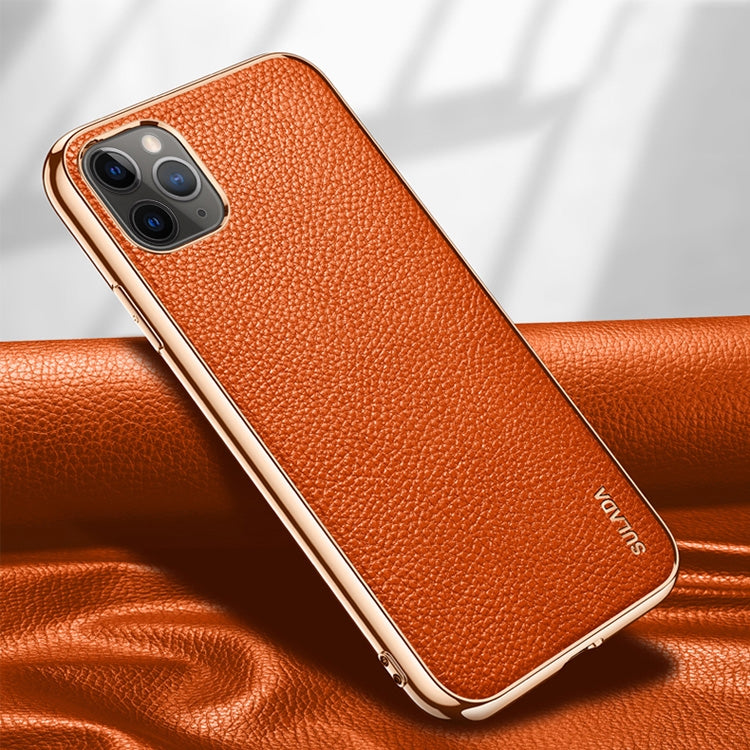 SULADA Litchi Texture Leather Electroplated Shckproof Protective Case, For iPhone 11 Pro, For iPhone 11