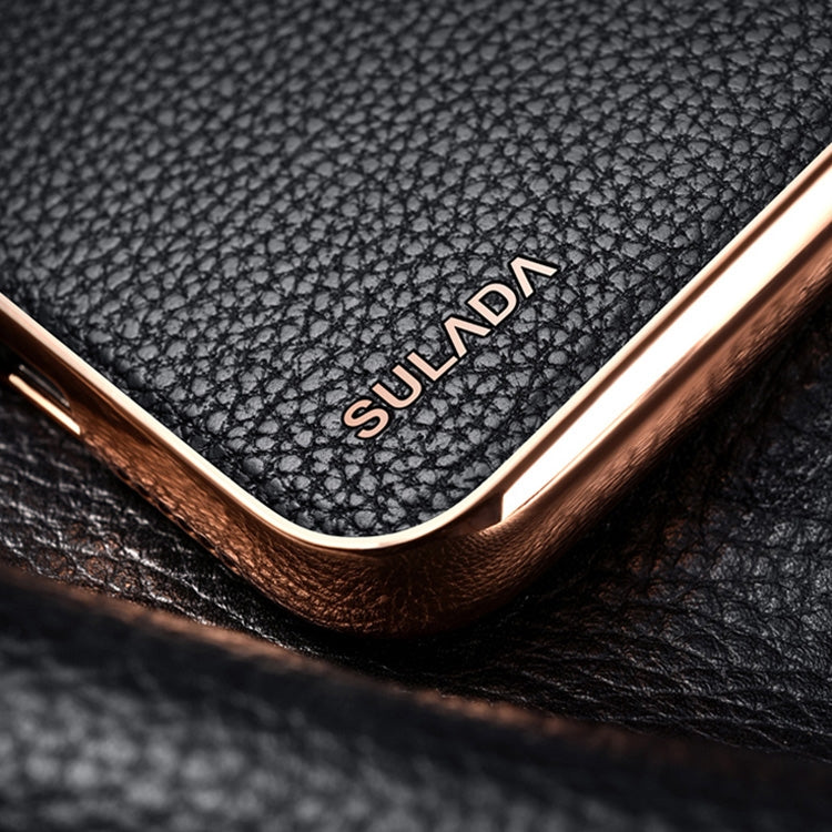 SULADA Litchi Texture Leather Electroplated Shckproof Protective Case, For iPhone 11 Pro, For iPhone 11