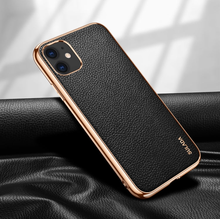 SULADA Litchi Texture Leather Electroplated Shckproof Protective Case, For iPhone 11 Pro, For iPhone 11