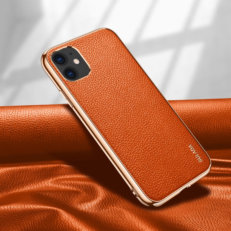SULADA Litchi Texture Leather Electroplated Shckproof Protective Case, For iPhone 11 Pro, For iPhone 11