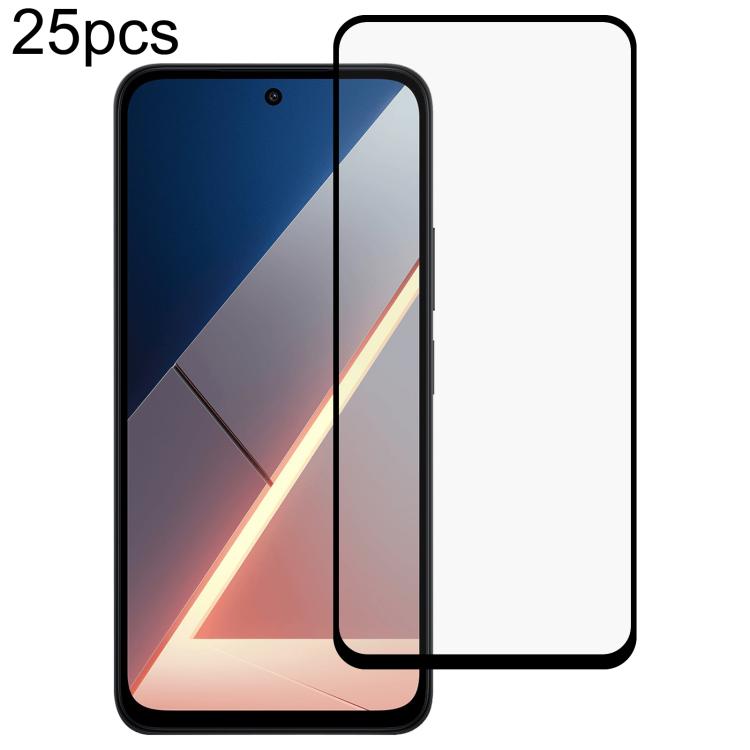 25pcs High Aluminum Full Screen Silk Printing Tempered Glass Film, For Redmi A7 4G 171.8mm, For Redmi 17C 4G, For Xiaomi Poco C81x 4G, For Xiaomi Poco M8s 5G, For Xiaomi Poco C81 Pro 4G, For Redmi A7 Pro 171mm / Poco C85x 5G, For Redmi R70 5G / R70m 5G...