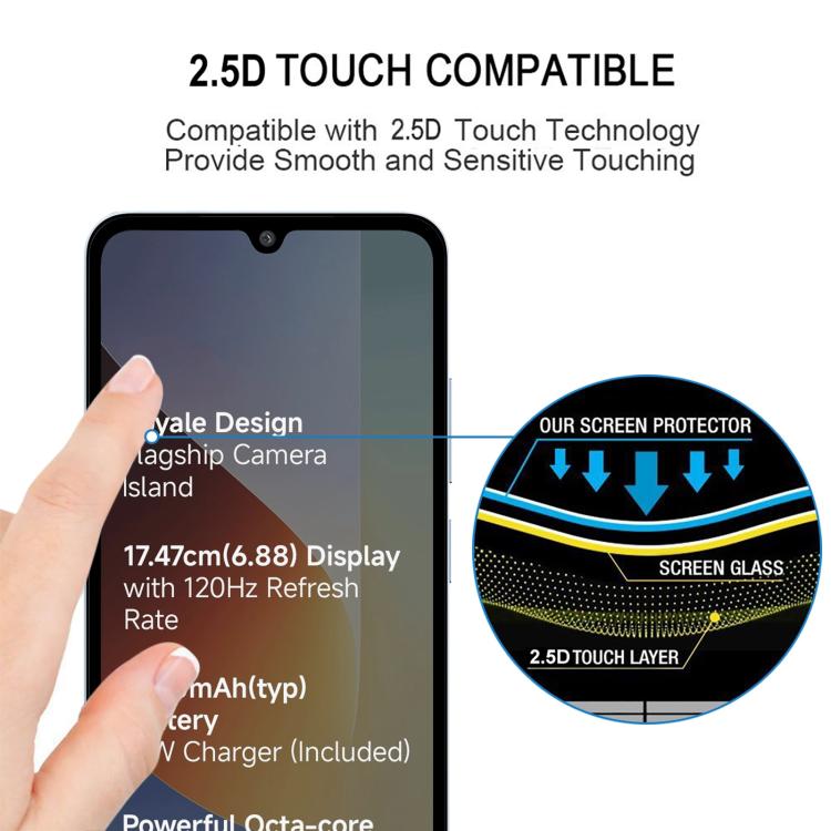 25pcs High Aluminum Full Screen Silk Printing Tempered Glass Film, For Redmi A7 4G 171.8mm, For Redmi 17C 4G, For Xiaomi Poco C81x 4G, For Xiaomi Poco M8s 5G, For Xiaomi Poco C81 Pro 4G, For Redmi A7 Pro 171mm / Poco C85x 5G, For Redmi R70 5G / R70m 5G...