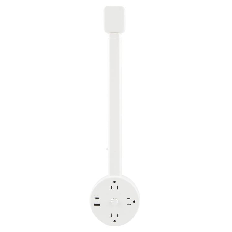 US Plug Round Power Outlet Extender Power Socket Extension Tool with USB / Type-C Fast Charging, 3 AC + USB, US Plug