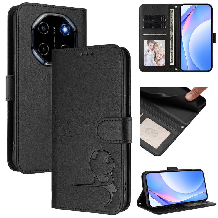 Litter Panda Embossing RFID Leather Phone Case with Lanyard, For Blackview Shark 6