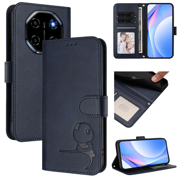 Litter Panda Embossing RFID Leather Phone Case with Lanyard, For Blackview Shark 6