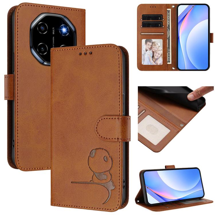 Litter Panda Embossing RFID Leather Phone Case with Lanyard, For Blackview Shark 6