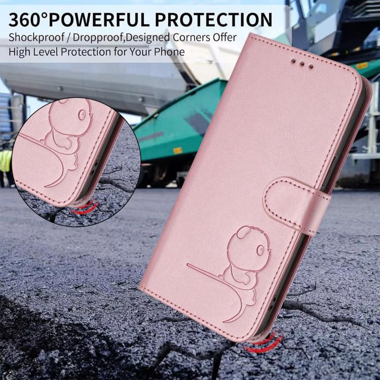 Litter Panda Embossing RFID Leather Phone Case with Lanyard, For Doogee N56 / N56 Pro, For Doogee N60 Pro