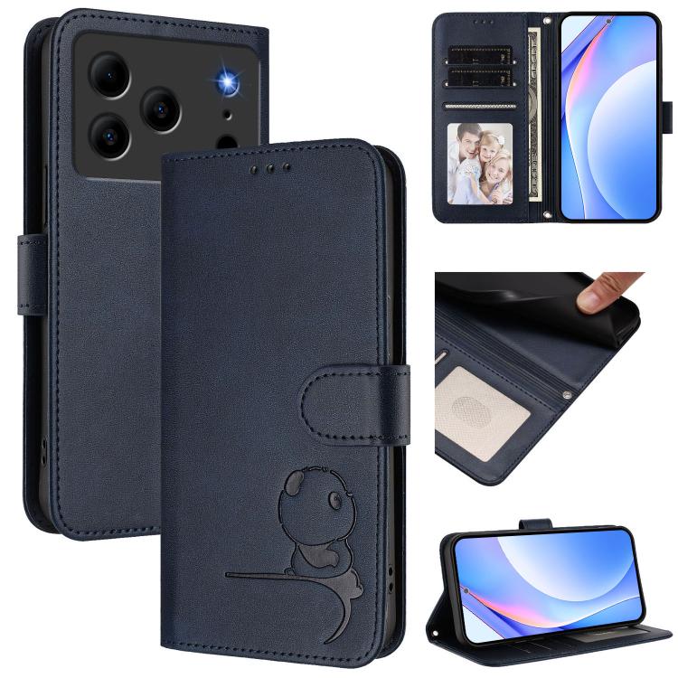 Litter Panda Embossing RFID Leather Phone Case with Lanyard, For Doogee N56 / N56 Pro, For Doogee N60 Pro