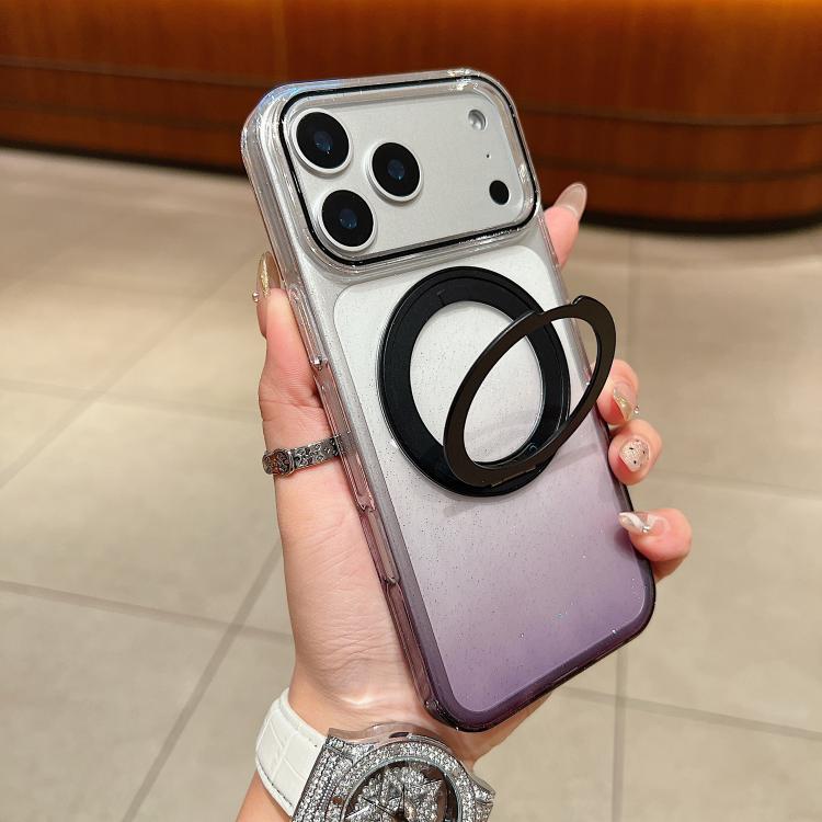 Transparent Gradient 360 Degree Rotation Holder MagSafe Phone Case, For iPhone 18 Pro / 17 Pro, For iPhone 18 Pro Max / 17 Pro Max, For iPhone 17, For iPhone Air, For iPhone 16 Pro Max, For iPhone 16 Pro, For iPhone 16 Plus, For iPhone 16