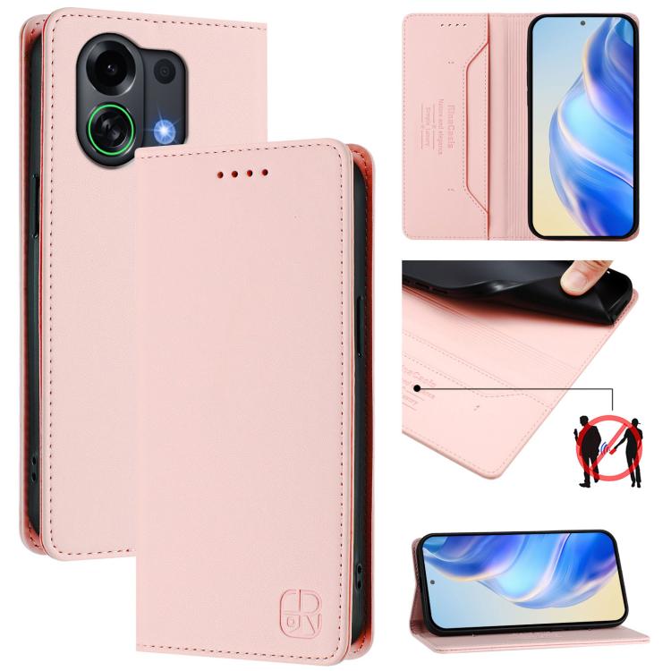 RC01 Dual-Folded Magnetic Suction RFID Leather Phone Case, For OPPO Find X9 Pro, For OPPO K13 Turbo 5G / K13 Turbo Pro 5G