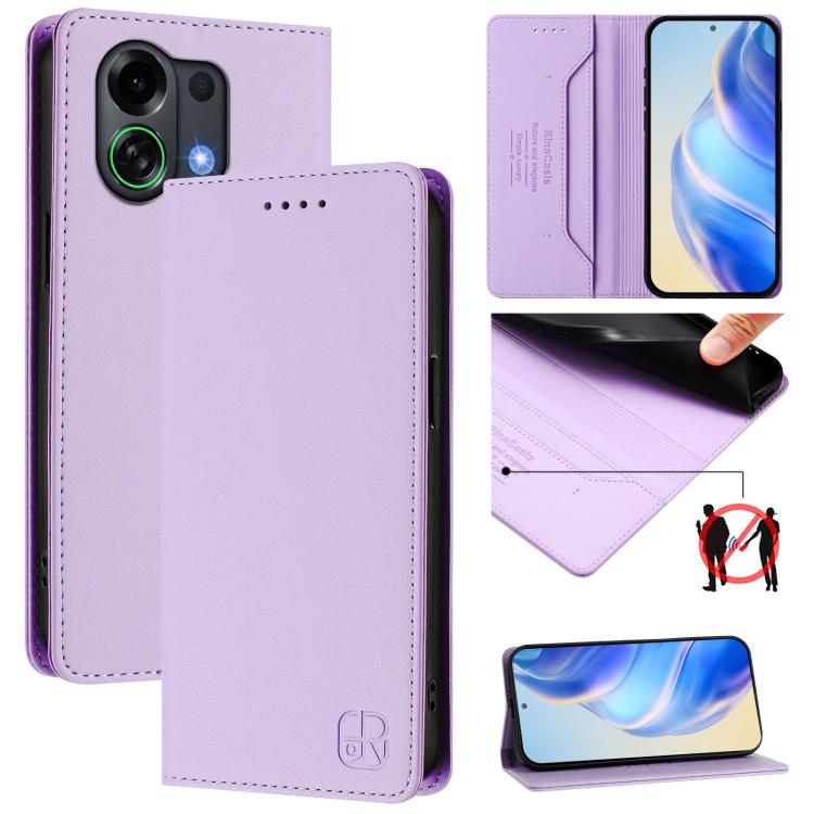 RC01 Dual-Folded Magnetic Suction RFID Leather Phone Case, For OPPO Find X9 Pro, For OPPO K13 Turbo 5G / K13 Turbo Pro 5G