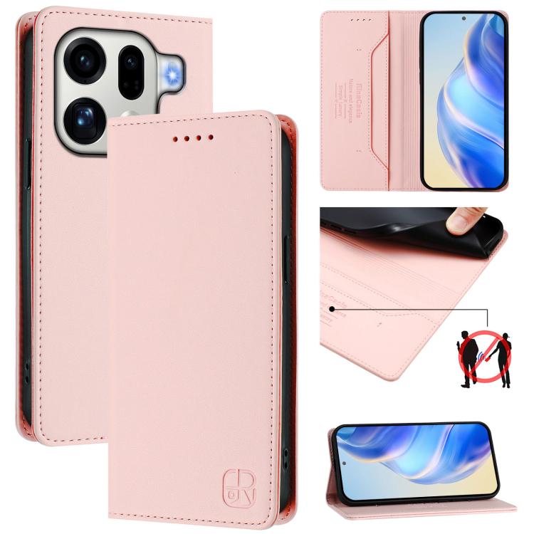RC01 Dual-Folded Magnetic Suction RFID Leather Phone Case, For OPPO Find X9 Pro, For OPPO K13 Turbo 5G / K13 Turbo Pro 5G
