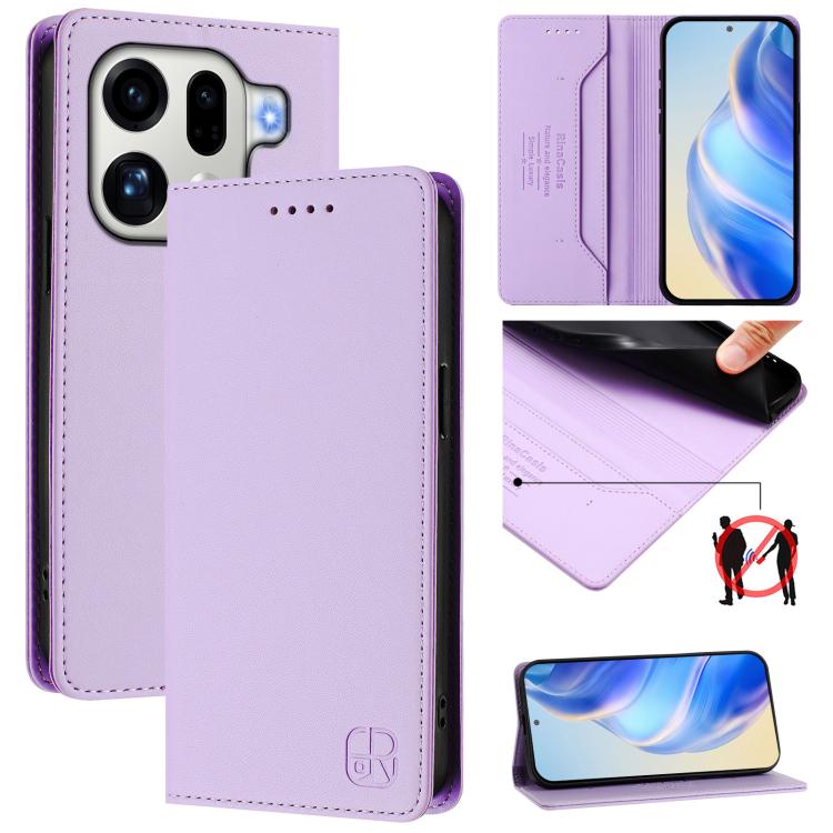 RC01 Dual-Folded Magnetic Suction RFID Leather Phone Case, For OPPO Find X9 Pro, For OPPO K13 Turbo 5G / K13 Turbo Pro 5G