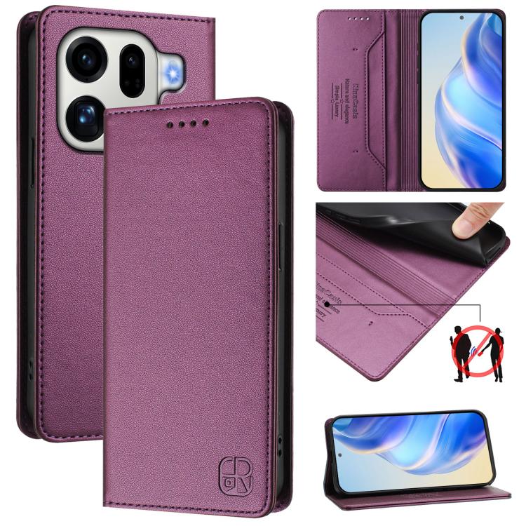 RC01 Dual-Folded Magnetic Suction RFID Leather Phone Case, For OPPO Find X9 Pro, For OPPO K13 Turbo 5G / K13 Turbo Pro 5G
