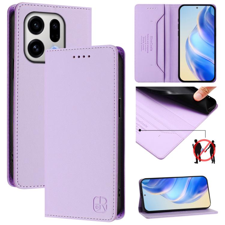 RC01 Dual-Folded Magnetic Suction RFID Leather Phone Case, For OPPO Reno16 F / FS 5G, For OPPO Reno16 / Reno16 Pro Global, For OPPO Find X9s Pro 5G, For OPPO Find X9 Ultra, For OPPO Find X9, For OPPO A6 GT 5G
