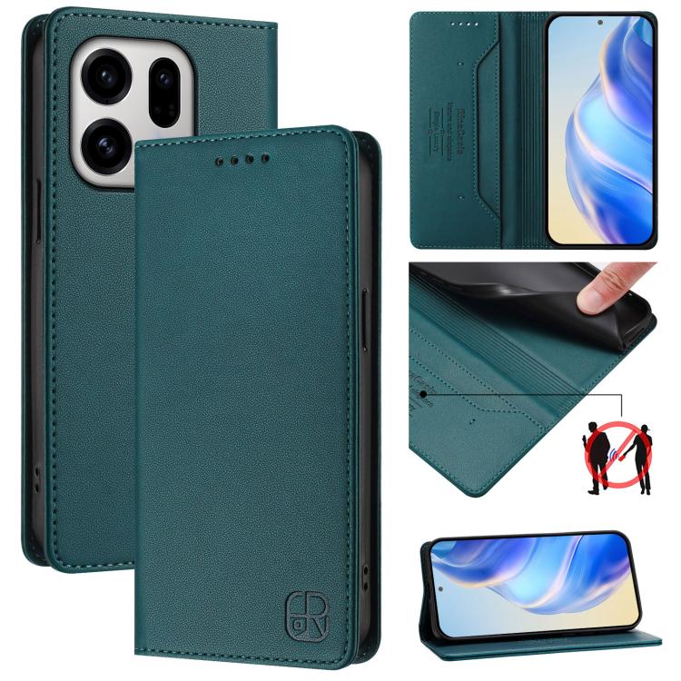 RC01 Dual-Folded Magnetic Suction RFID Leather Phone Case, For OPPO Reno16 F / FS 5G, For OPPO Reno16 / Reno16 Pro Global, For OPPO Find X9s Pro 5G, For OPPO Find X9 Ultra, For OPPO Find X9, For OPPO A6 GT 5G