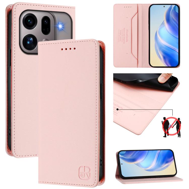 RC01 Dual-Folded Magnetic Suction RFID Leather Phone Case, For OPPO Reno16 F / FS 5G, For OPPO Reno16 / Reno16 Pro Global, For OPPO Find X9s Pro 5G, For OPPO Find X9 Ultra, For OPPO Find X9, For OPPO A6 GT 5G
