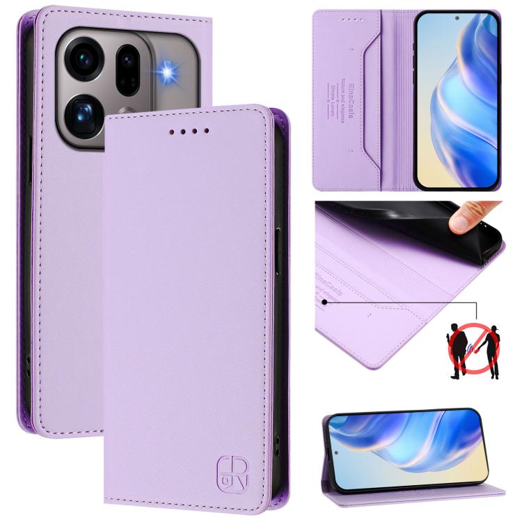 RC01 Dual-Folded Magnetic Suction RFID Leather Phone Case, For OPPO Reno16 F / FS 5G, For OPPO Reno16 / Reno16 Pro Global, For OPPO Find X9s Pro 5G, For OPPO Find X9 Ultra, For OPPO Find X9, For OPPO A6 GT 5G