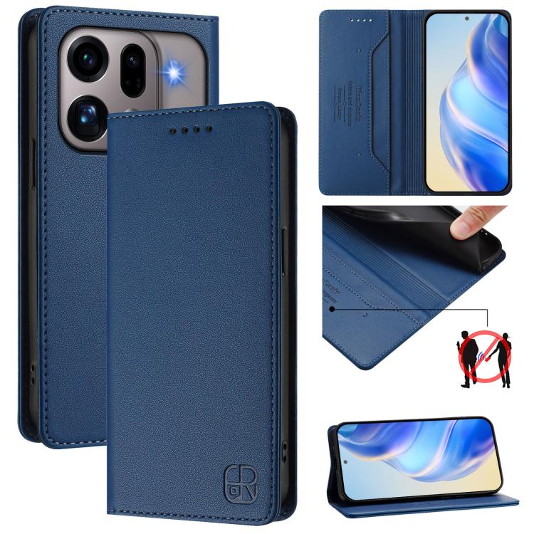 RC01 Dual-Folded Magnetic Suction RFID Leather Phone Case, For OPPO Reno16 F / FS 5G, For OPPO Reno16 / Reno16 Pro Global, For OPPO Find X9s Pro 5G, For OPPO Find X9 Ultra, For OPPO Find X9, For OPPO A6 GT 5G