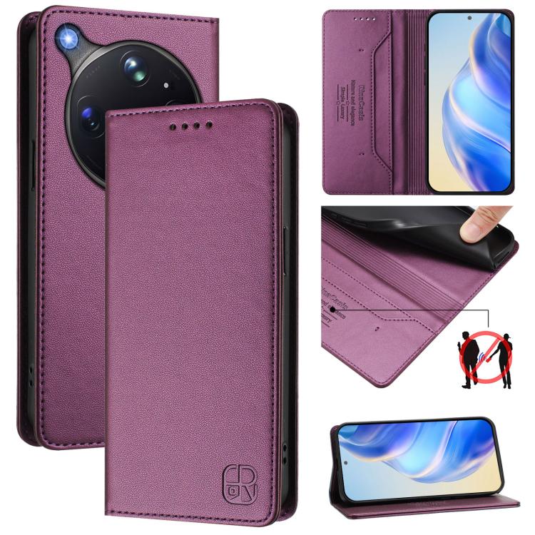 RC01 Dual-Folded Magnetic Suction RFID Leather Phone Case, For OPPO Reno16 F / FS 5G, For OPPO Reno16 / Reno16 Pro Global, For OPPO Find X9s Pro 5G, For OPPO Find X9 Ultra, For OPPO Find X9, For OPPO A6 GT 5G