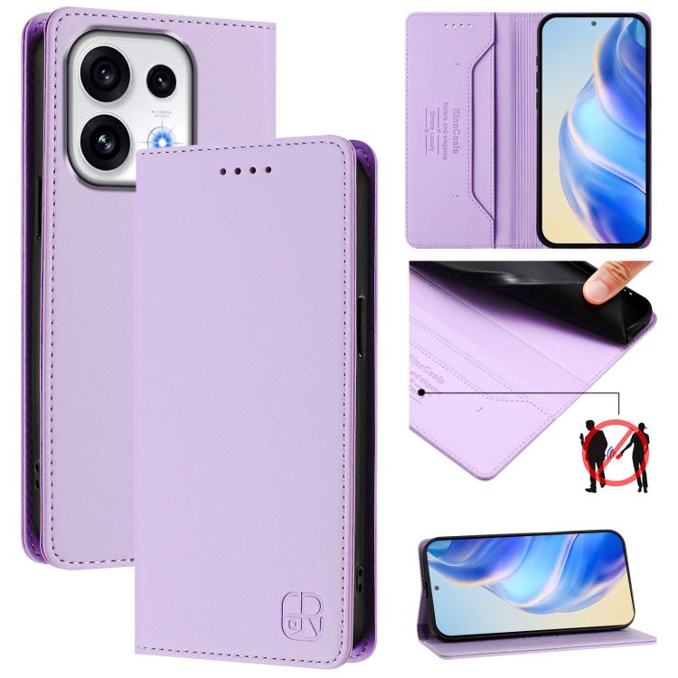 RC01 Dual-Folded Magnetic Suction RFID Leather Phone Case, For OPPO Reno16 F / FS 5G, For OPPO Reno16 / Reno16 Pro Global, For OPPO Find X9s Pro 5G, For OPPO Find X9 Ultra, For OPPO Find X9, For OPPO A6 GT 5G