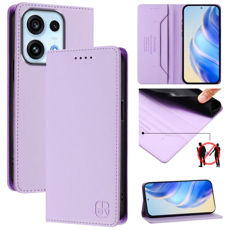 RC01 Dual-Folded Magnetic Suction RFID Leather Phone Case, For OPPO Reno16 F / FS 5G, For OPPO Reno16 / Reno16 Pro Global, For OPPO Find X9s Pro 5G, For OPPO Find X9 Ultra, For OPPO Find X9, For OPPO A6 GT 5G