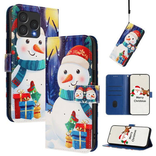 Christmas Series Buckle Leather Phone Case with Hand Strap, For Cubot A40, For Cubot P90