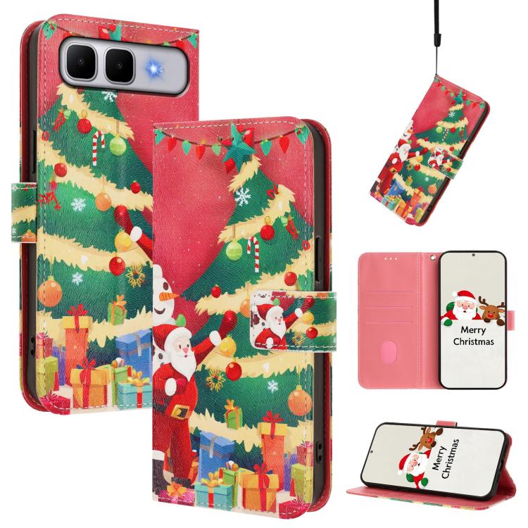 Christmas Series Buckle Leather Phone Case with Hand Strap, For Infinix Hot 60i 5G / Tecno Spark Go 5G, For Infinix Smart 10 Plus 4G