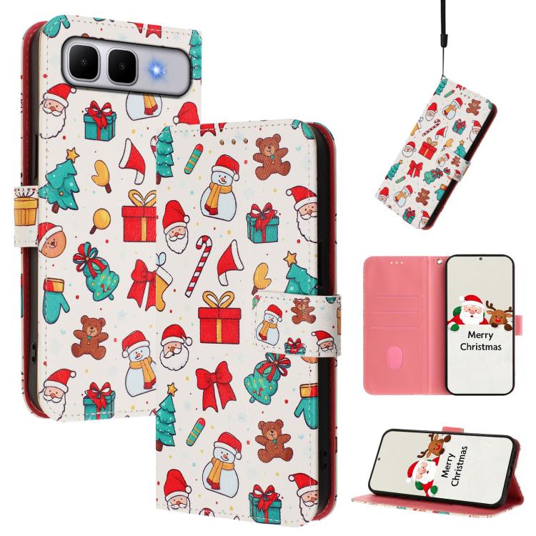 Christmas Series Buckle Leather Phone Case with Hand Strap, For Infinix Hot 60i 5G / Tecno Spark Go 5G, For Infinix Smart 10 Plus 4G