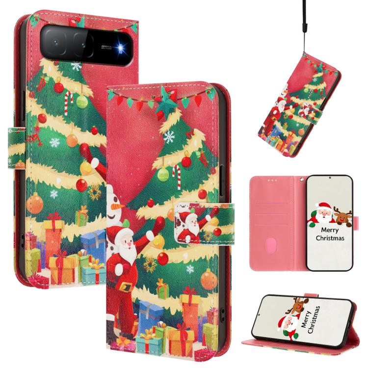 Christmas Series Buckle Leather Phone Case with Hand Strap, For Infinix Hot 60i 5G / Tecno Spark Go 5G, For Infinix Smart 10 Plus 4G