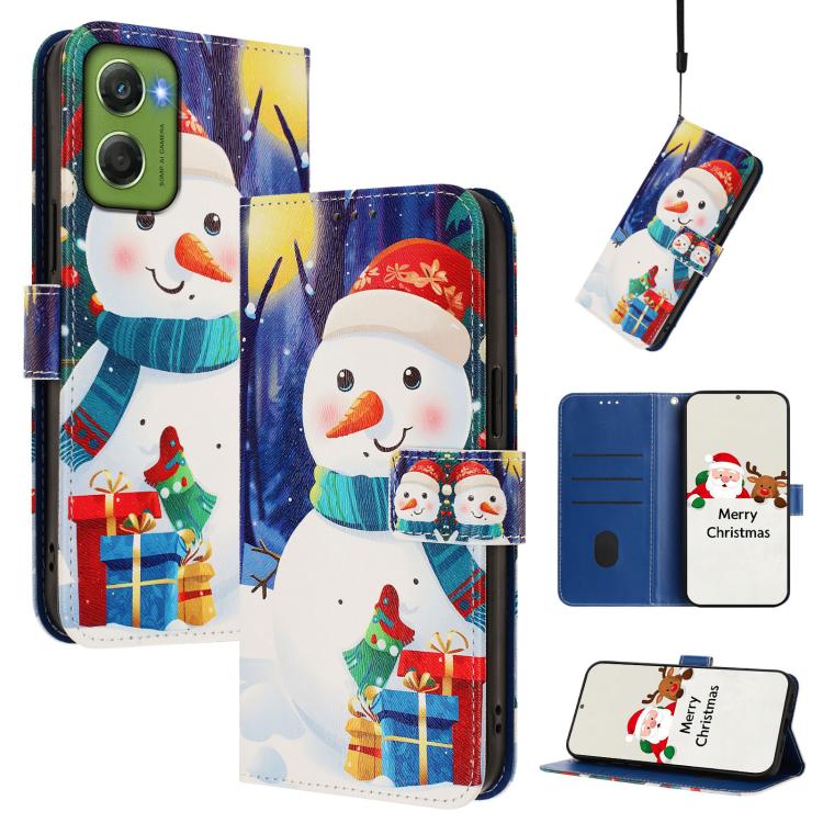 Christmas Series Buckle Leather Phone Case with Hand Strap, For Motorola Moto G67 Power 5G, For Motorola Edge 70 5G, For Motorola Moto G06 4G