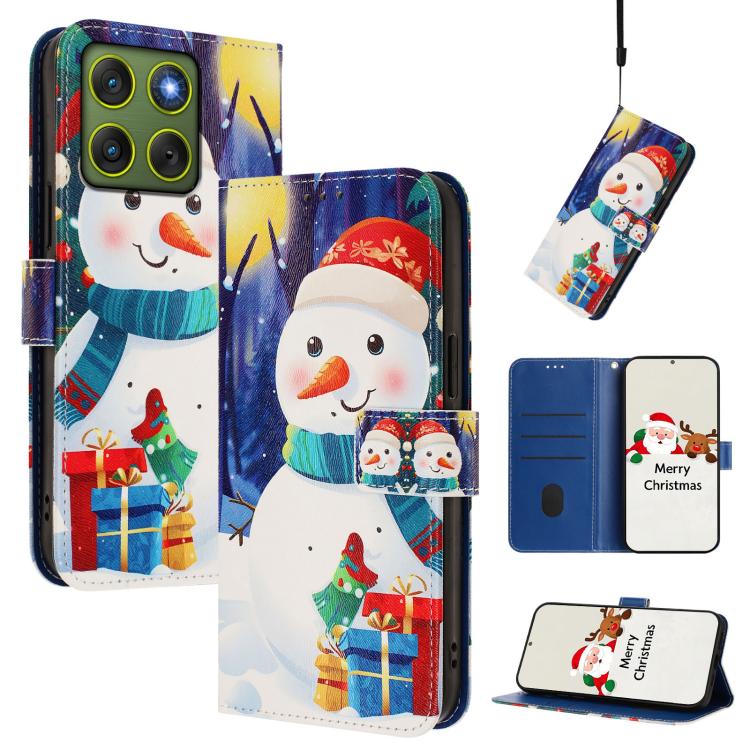 Christmas Series Buckle Leather Phone Case with Hand Strap, For Motorola Moto G67 Power 5G, For Motorola Edge 70 5G, For Motorola Moto G06 4G