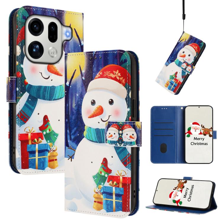 Christmas Series Buckle Leather Phone Case with Hand Strap, For OPPO Find X9, For OPPO A6 GT 5G, For OPPO Find X9 Pro, For OPPO K13 Turbo 5G
