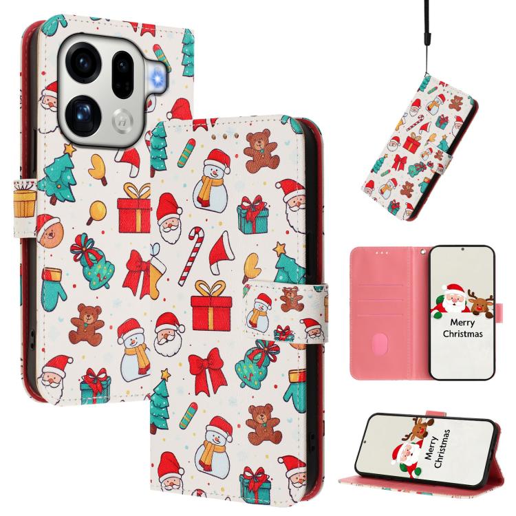 Christmas Series Buckle Leather Phone Case with Hand Strap, For OPPO Find X9, For OPPO A6 GT 5G, For OPPO Find X9 Pro, For OPPO K13 Turbo 5G