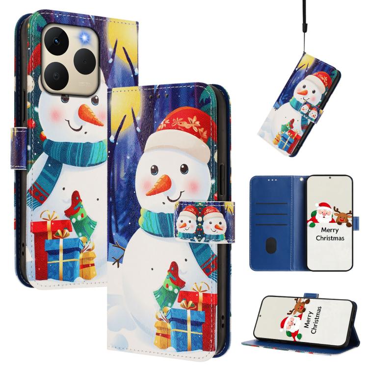 Christmas Series Buckle Leather Phone Case with Hand Strap, For Realme C71 4G India / Note 70 4G, For Realme C85 5G / 15x 5G India, For Realme P4 Pro 5G, For Realme P4 5G, For Realme 15T 5G Global, For Realme 15 / 15 Pro 5G Global                      ...