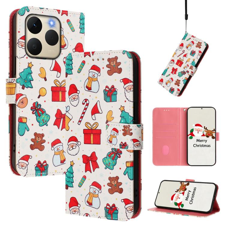 Christmas Series Buckle Leather Phone Case with Hand Strap, For Realme C71 4G India / Note 70 4G, For Realme C85 5G / 15x 5G India, For Realme P4 Pro 5G, For Realme P4 5G, For Realme 15T 5G Global, For Realme 15 / 15 Pro 5G Global                      ...